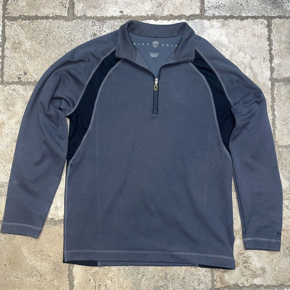 Nike‎ Mens S Fit Dry Golf Sweatshirt Gray Pullover Quarter 1/4 Zip Long Sleeve